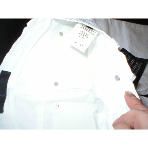 New NWT Designer Karl Lagerfeld White Jeans Womens Zipper Legs Skinny 27 Italy - Picture 4 of 8